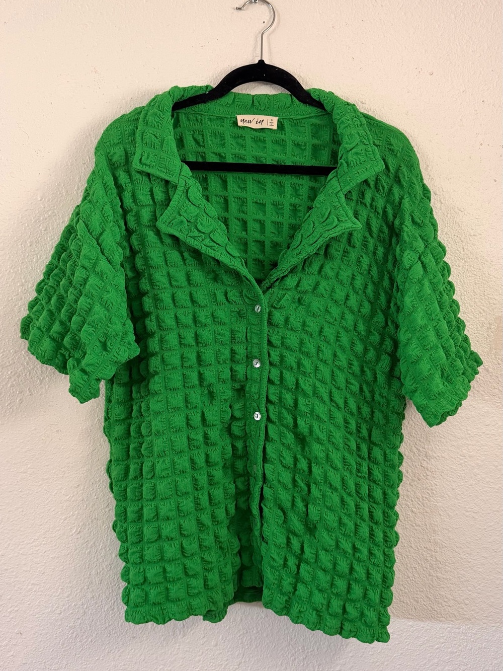 Green Waffle Button Up Shirt